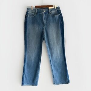 New NYDJ Marilyn Straight Ankle Jeans Stretch Blue Denim Flattering Lift Tuck 12